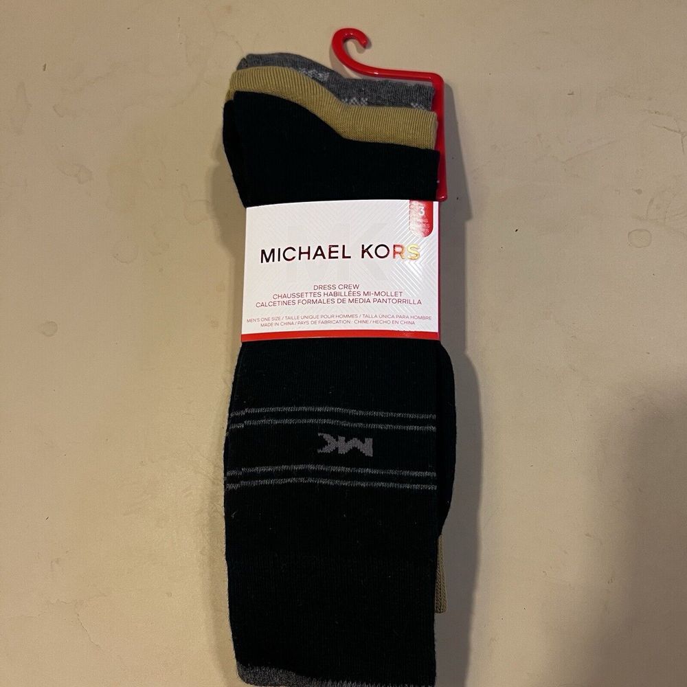 Michael Kors 3-Pair Men's Crew Socks   Brown/Blue/Gray Heathers
